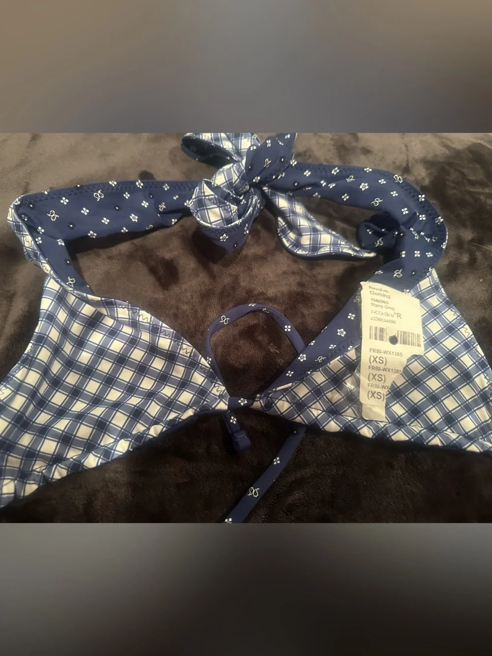 Frankie's Bikinis Revolve reversible Kealy starry Gingham bikini top XS